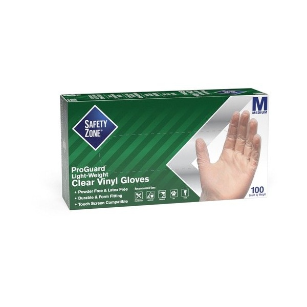 Safety Zone GVP9-HH, Disposable Gloves, 3.0 mil Palm, Vinyl, Powder-Free, M, 10 PK, Clear SZNGVP9MDHHCT - main